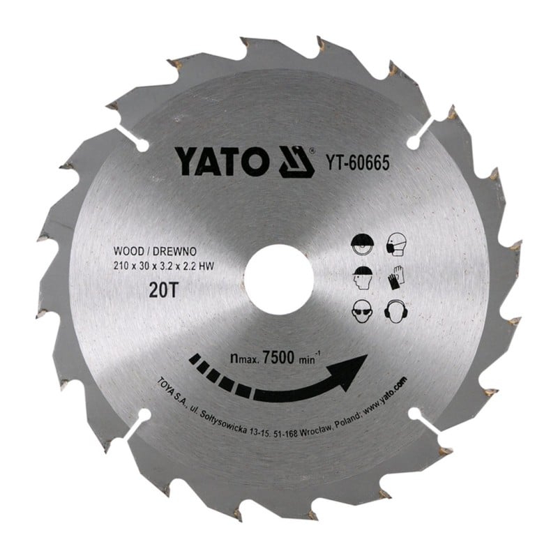 Piła tarczowa do drewna YATO YT-60665 210x30x2,2mm T20 z widią