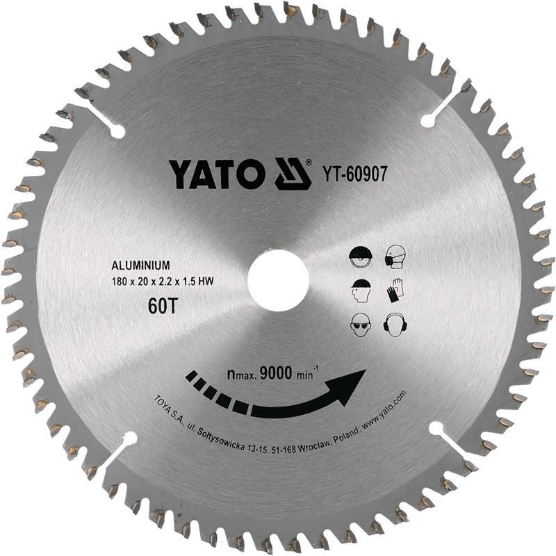 Piła tarczowa widiowa do aluminium YATO YT-60907 180x20x1,5mm T60