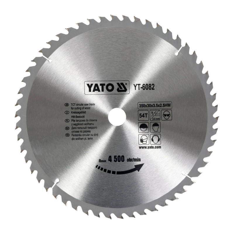 Piła tarczowa do drewna YATO YT-6082 350x30x2,5mm 54T z widią