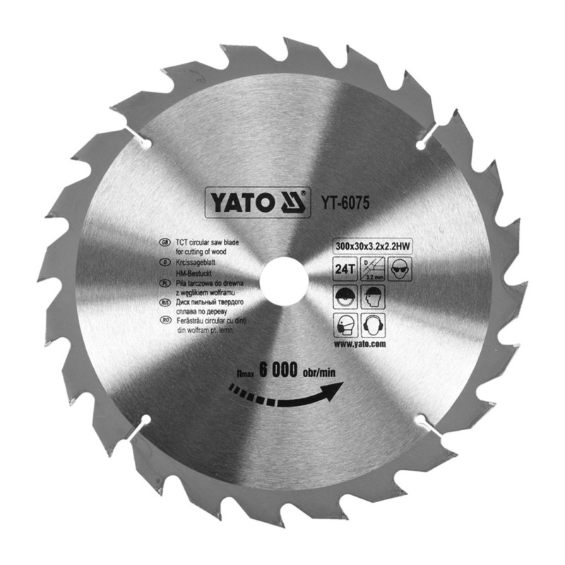 Piła tarczowa do drewna YATO YT-6075 300x30x2,2mm 24T z widią