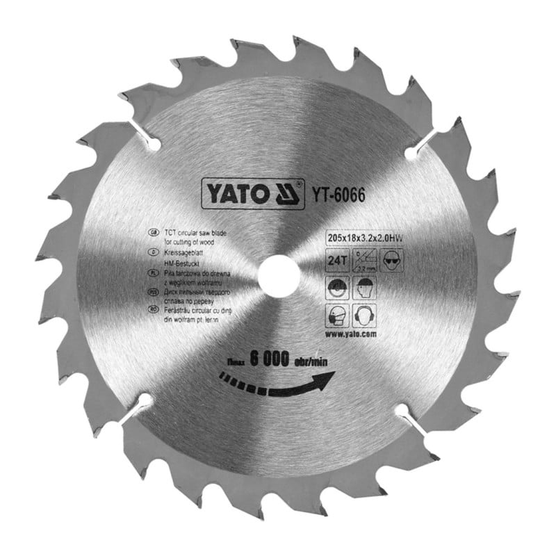 Piła tarczowa do drewna YATO YT-6066 205x18x2mm 24T z widią