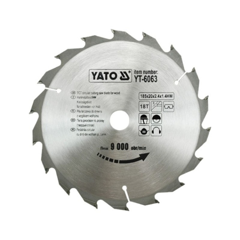 Piła tarczowa do drewna YATO YT-6063 185x20x1,4mm 18T z widią