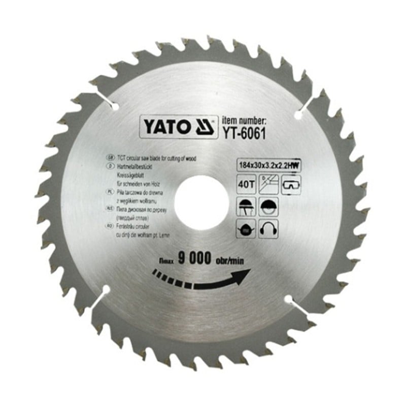 Piła tarczowa do drewna YATO YT-6061 184x30x2,2mm 40T z widią