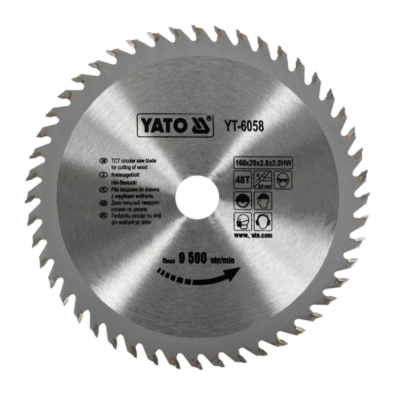 Piła tarczowa do drewna YATO YT-6058 160x20x2mm 48T z widią