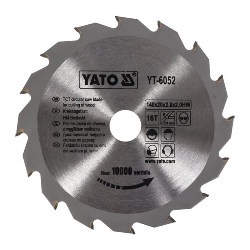 Piła tarczowa do drewna YATO YT-6052 140x20x2mm 16T z widią