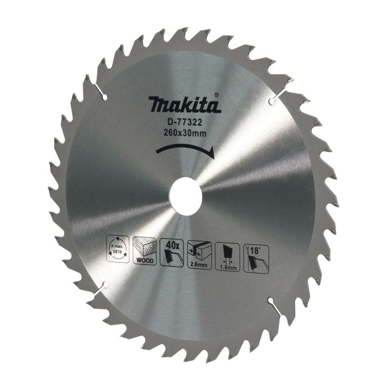 Piła tarczowa do drewna Makita D-77322 TCT 260x30x2,6mm 40T z widią