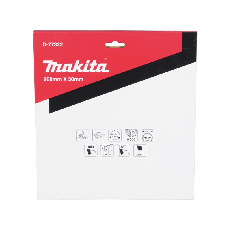 Piła tarczowa do drewna Makita D-77322 TCT 260x30x2,6mm 40T z widią