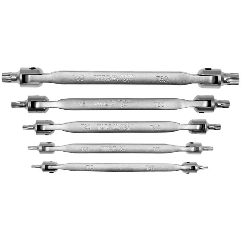 Zestaw kluczy dwustronnych TORX z przegubem YATO YT-05320 CrV 220° 5szt.