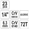 Zestaw narzędziowy YATO YT-14421 AS-DRIVE CrV 1/4’’ 23elem. walizka