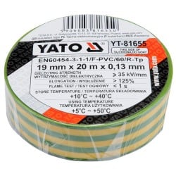 Taśma elektroizolacyjna Yato YT-81655 15mm x 20m PVC żółto-zielona 0,13mm