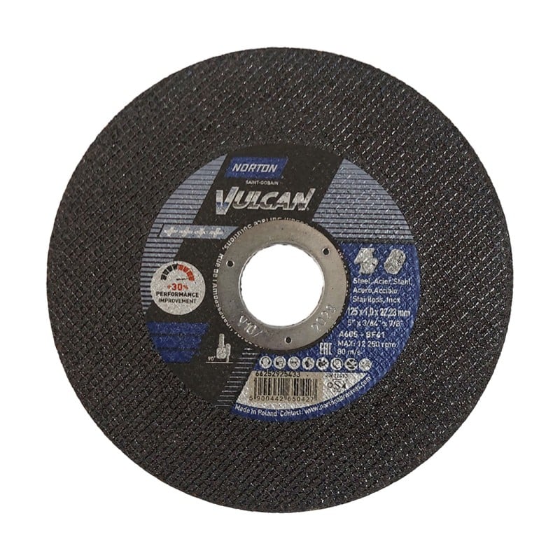 Tarcza do metalu Norton VULCAN INOX 125x1,0 100 szt. + skrzynka latarka