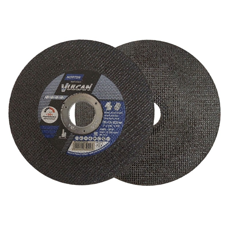 Tarcza do metalu Norton VULCAN INOX 125x1,0 100 szt. + skrzynka latarka