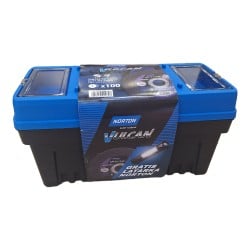 Tarcza do metalu Norton VULCAN INOX 125x1,0 100 szt. + skrzynka latarka