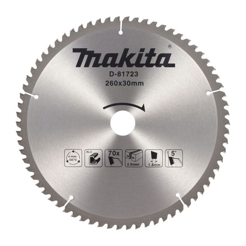 Piła tarczowa do aluminium Makita D-81723 260x30x1,8mm 70T z widią