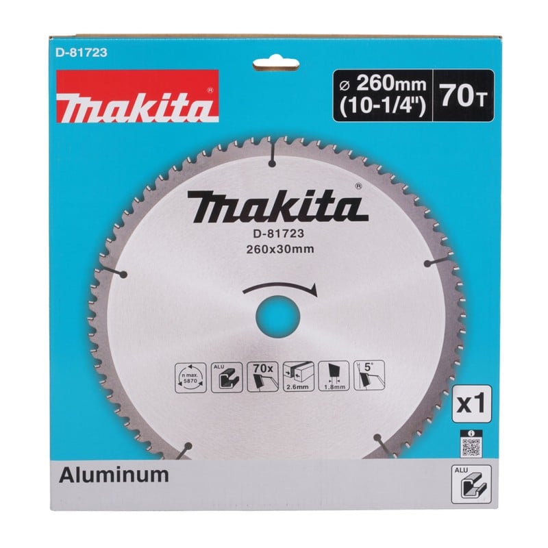 Piła tarczowa do aluminium Makita D-81723 260x30x1,8mm 70T z widią