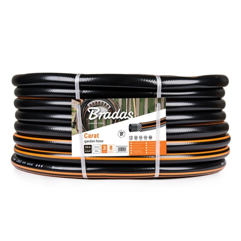Wąż ogrodowy Bradas WFC3/450 CARAT PVC 3/4’’ 50m 3warstwy 8bar czarny