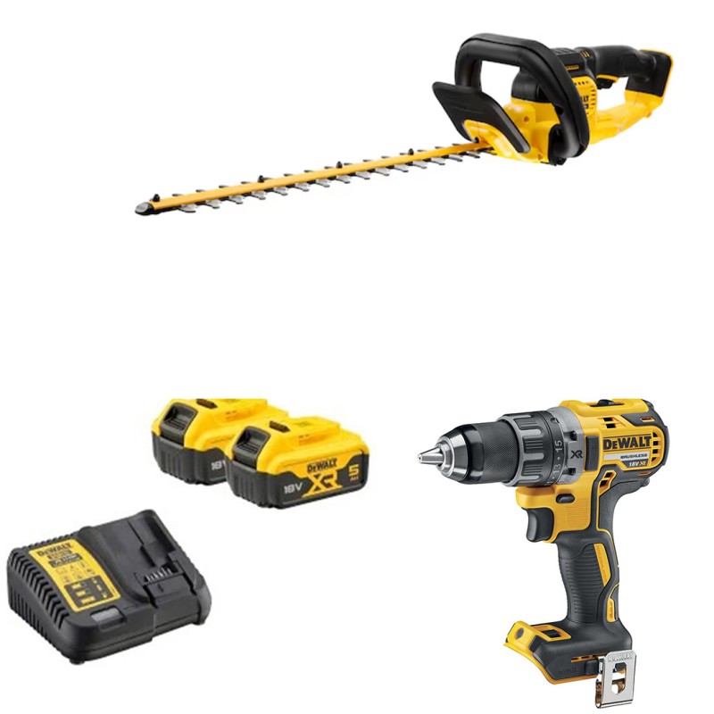 Zestaw DeWALT DCMHT563DCD-QW 18V XR nożyce DCMHT563+wiert.DCD791 2x5Ah BL