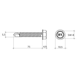 Wkręt samowiercący łeb sześciokątny PGB WS5575 5,5x75mm ocynk 200szt.