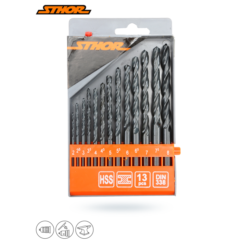 Zestaw wierteł do metalu Sthor 22180 HSS 2–8mm DIN 338 13szt.