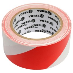 Taśma ostrzegawcza samoprzylepna Vorel 75230 48mm x 33m PVC biało-czerwona