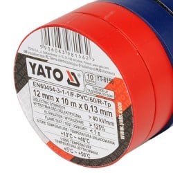 Zestaw 10 taśm izolacyjnych YATO YT-8156 PVC 12mm x 10m 10szt. Mix Kolorów