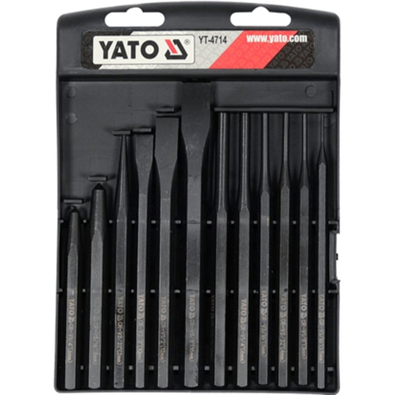 Zestaw przecinaków i punktaktów YATO YT-4714 CrV 6,8mm czerniony 12 sztuk
