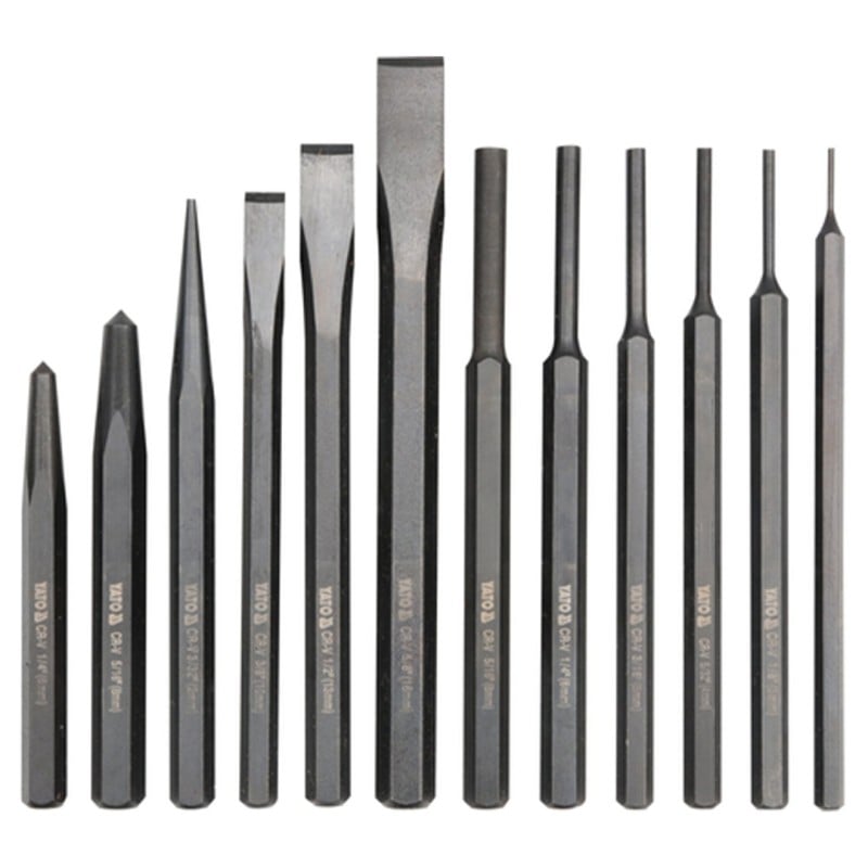 Zestaw przecinaków i punktaktów YATO YT-4714 CrV 6,8mm czerniony 12 sztuk