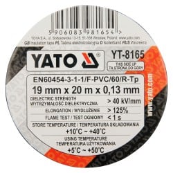 Taśma elektroizolacyjna YATO YT-8165 PVC 19mm x 20m 0,13mm czarna